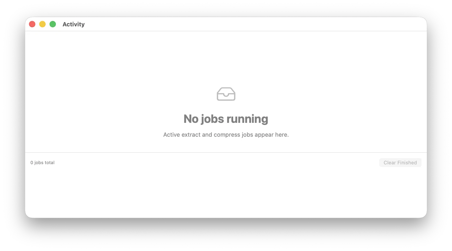Activity window with no jobs running