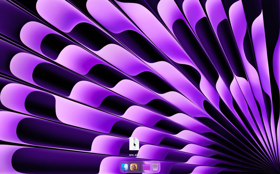 Dragging an archive from Finder onto the Purrchiver dock icon, which highlights and opens the archive in a new window