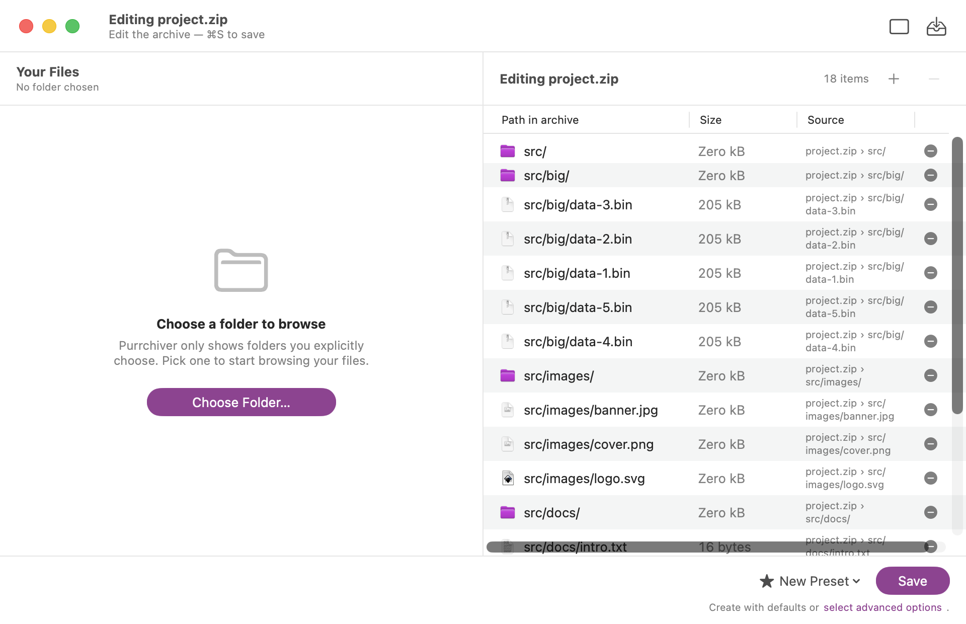 Archive being edited