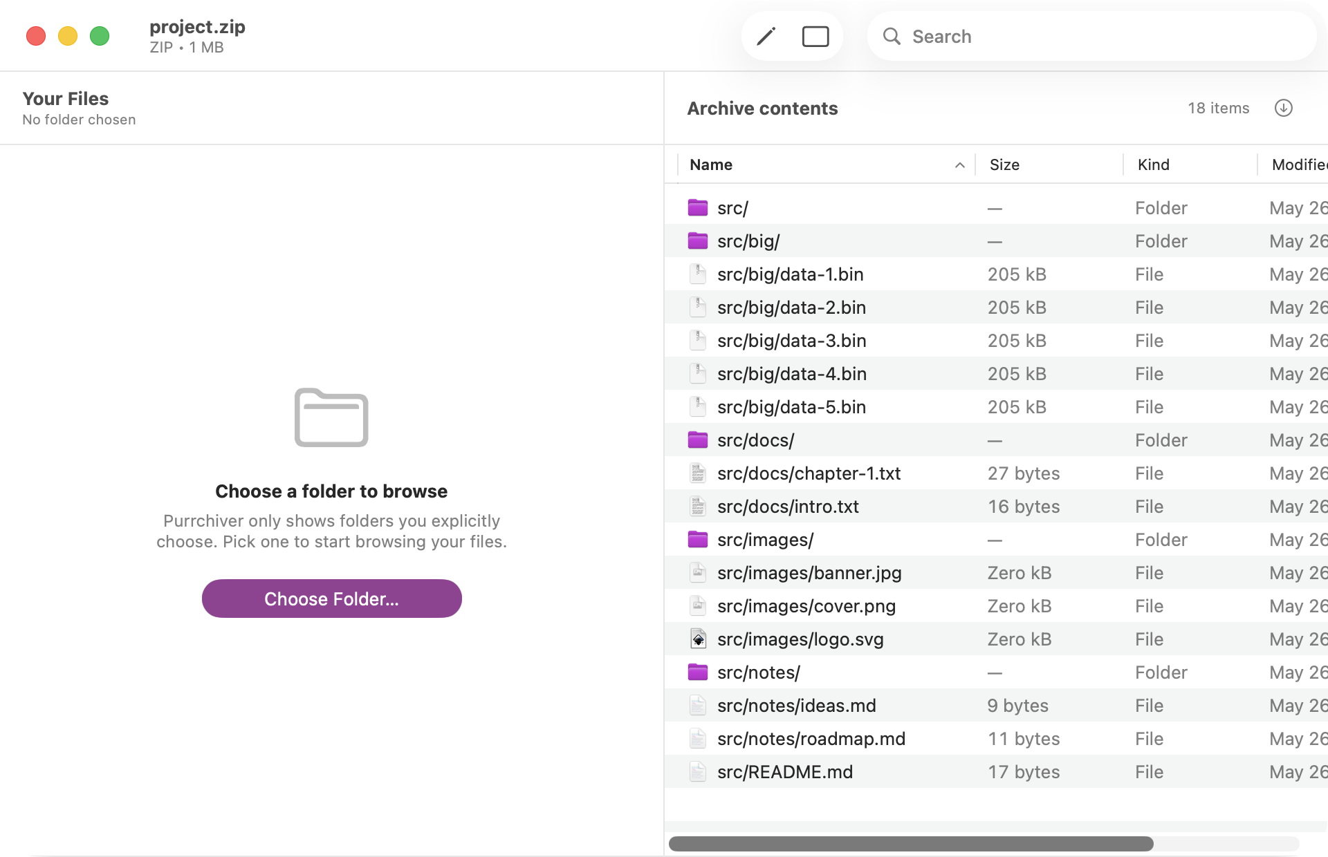 Loaded archive window
