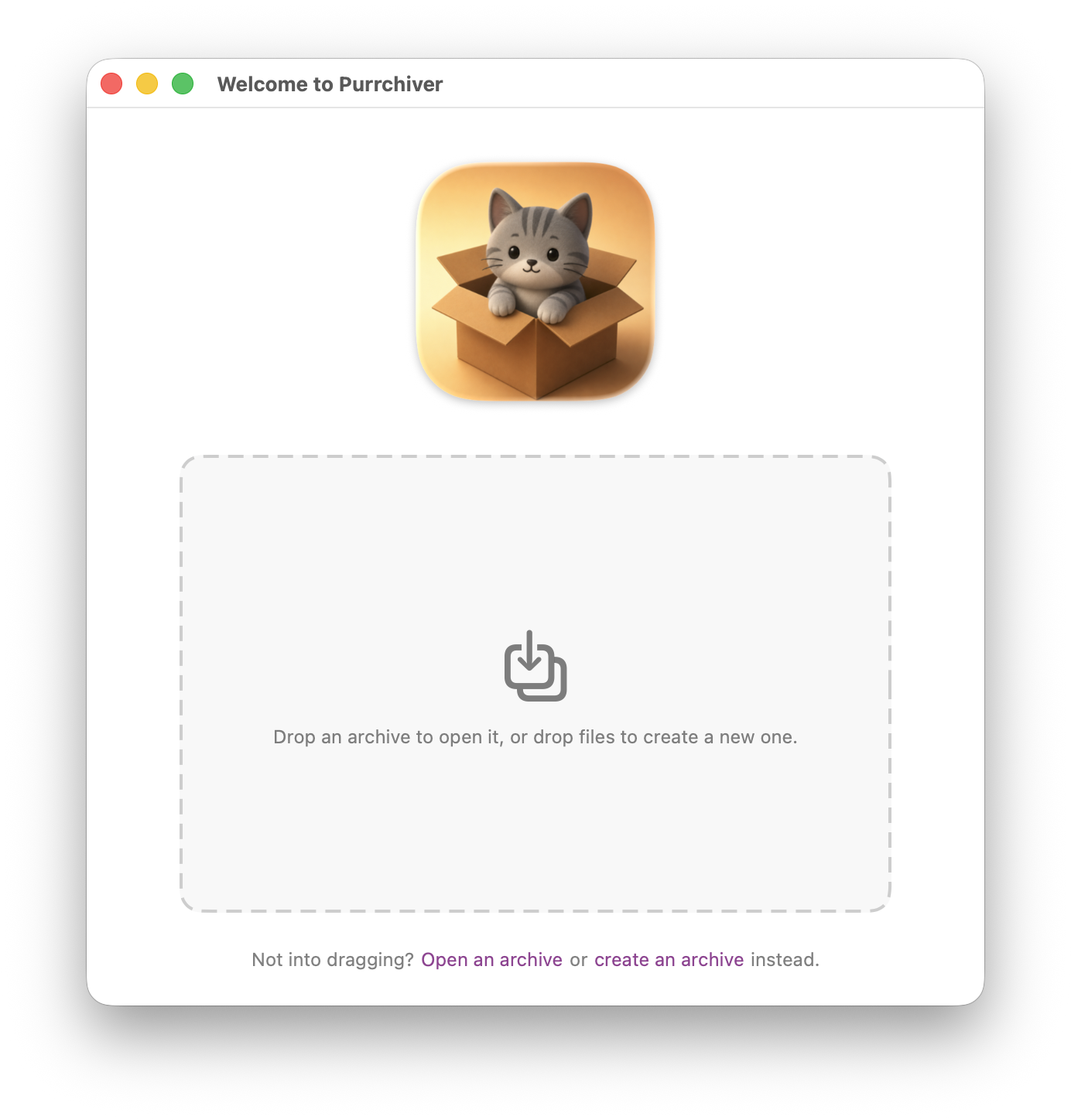 Purrchiver application window screenshot